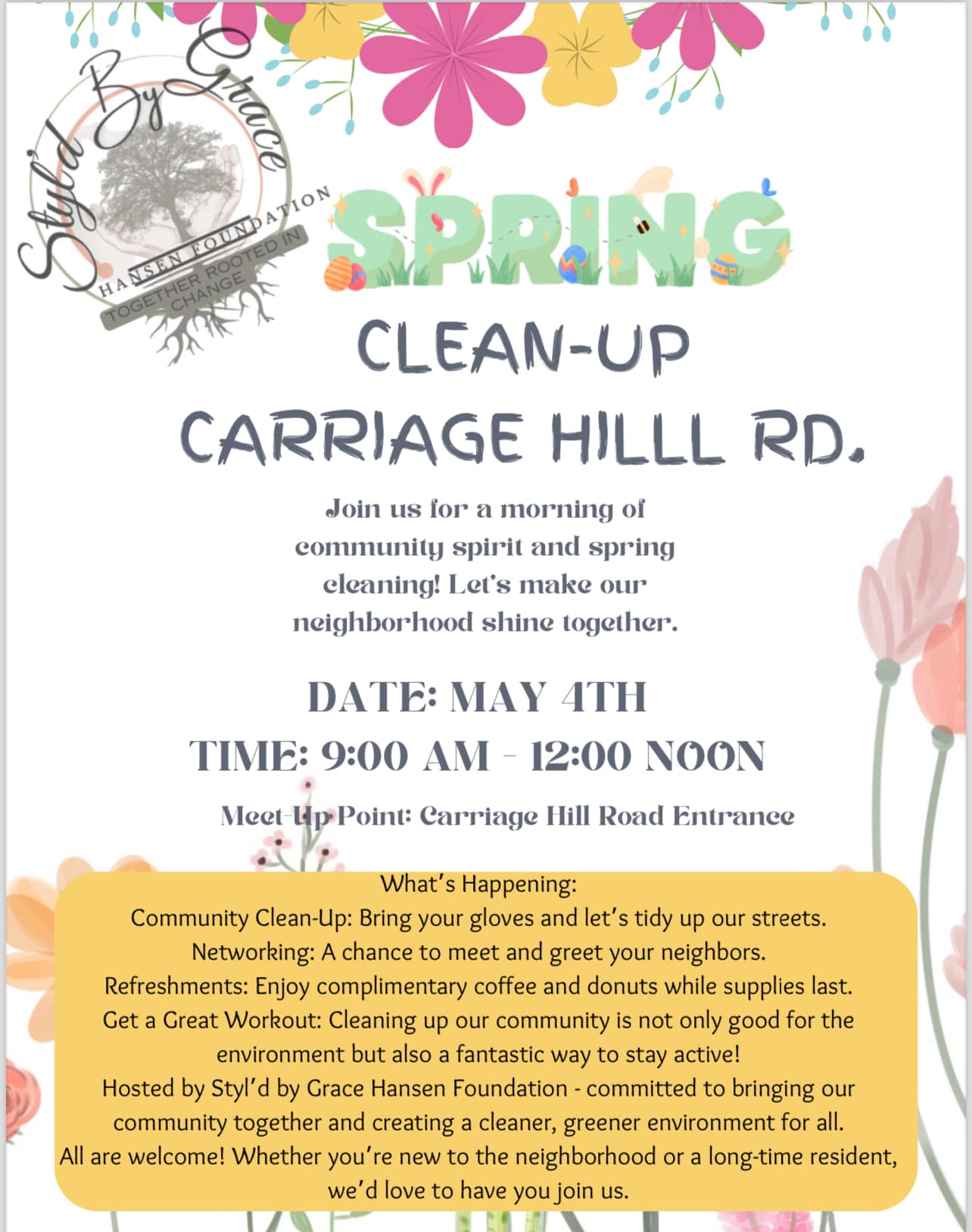 Spring Clean-UP event on Carriage Hill Rd